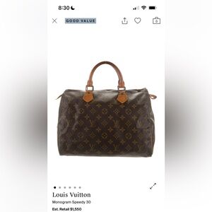 Louis Vuitton monogram speedy 30